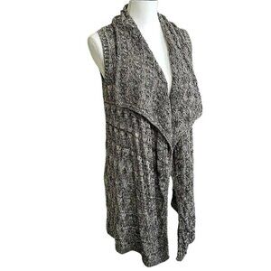 Artisan NY Size Small Sweater Vest Draped Large Collar Taupe Waterfall Comfy